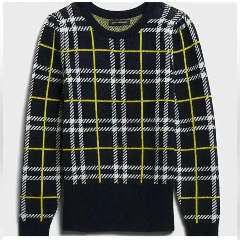 ❤️2/$60❤️[SP]Banana Republic  Wool Blend Plaid Crew Neck Sweater